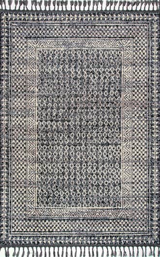 Grey 8' Checkered Diamonds Tassel Rug swatch
