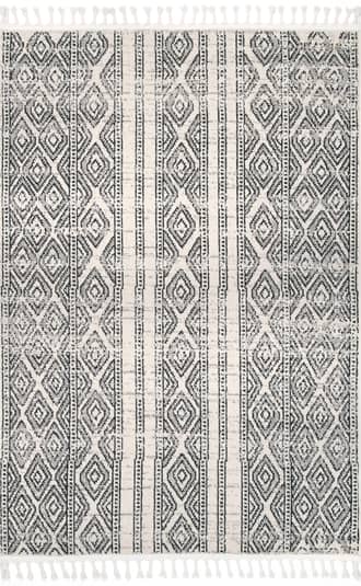 Ivory Striped Tasseled Rug swatch