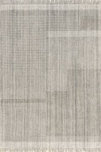 Light Grey 9' x 12' Mozai Fringed Wool-Blend Rug swatch