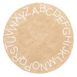 Beige 3' x 5' Alphabet Nursery Washable Rug swatch