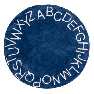 Navy 3' x 5' Alphabet Nursery Washable Rug swatch