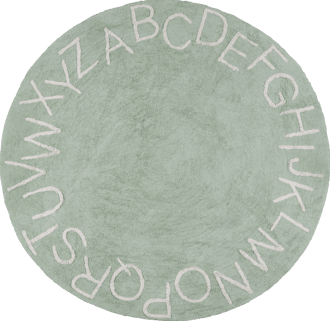 Mint Green Alphabet Nursery Washable Rug swatch