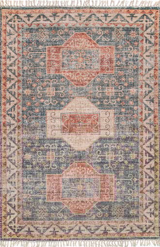 Multicolor 6' Cartouche Medallion Tassel Rug swatch