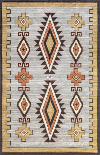 Grey 4' x 6' Elissa Washable Bohemian Rug swatch