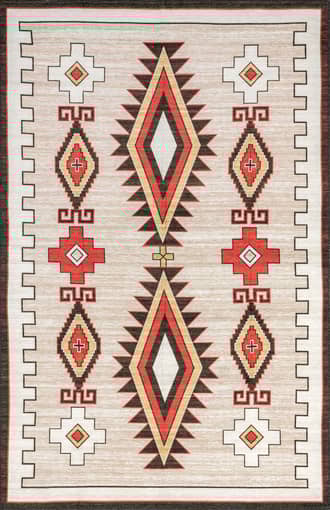 Ivory 4' x 6' Elissa Washable Bohemian Rug swatch