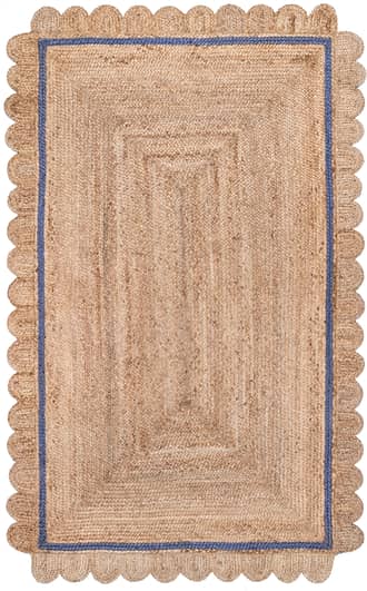 Blue 2' x 8' Anna Scalloped Jute Rug swatch