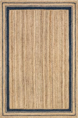 Navy 2' 6" x 6' Jute Braided Saturn Border Rug swatch