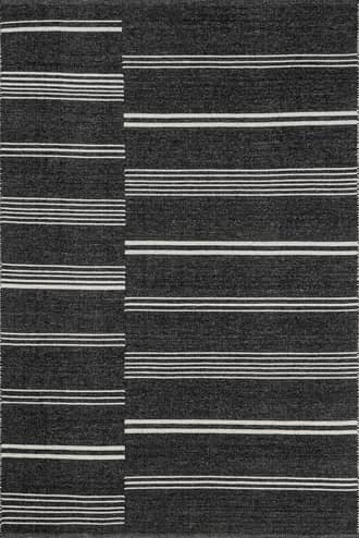 Dark Grey 10' x 14' Birchwood Reversible Striped Wool Rug swatch