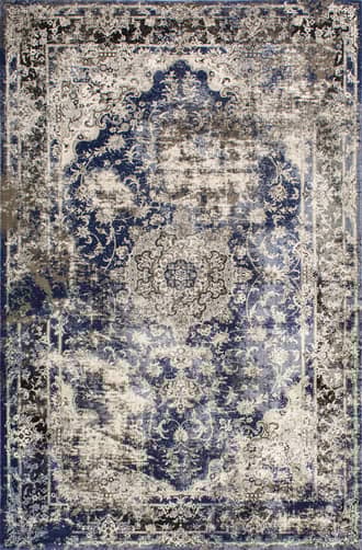 Blue Faded Crowned Rosette Rug swatch