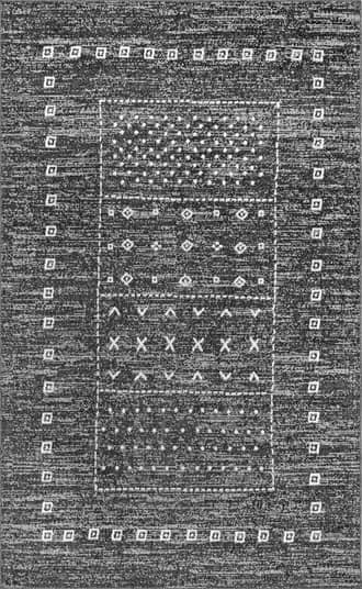 Dark Grey Soft Tribal Panel Rug swatch
