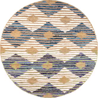 8' Hand Braided Denim And Jute Striped Diamonds Rug primary image