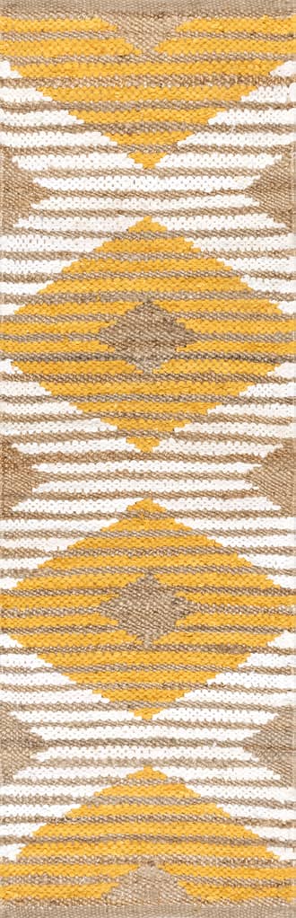 2' x 6' Hand Braided Denim And Jute Striped Diamonds Rug primary image