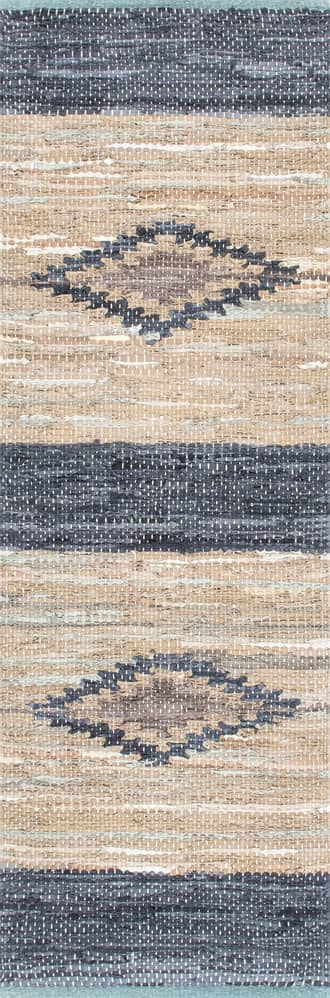 2' x 6' Diamond Panel Leather Rug primary image