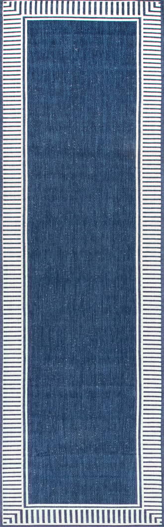 2' x 8' Striped Border Indoor/Outdoor Flatweave Rug primary image