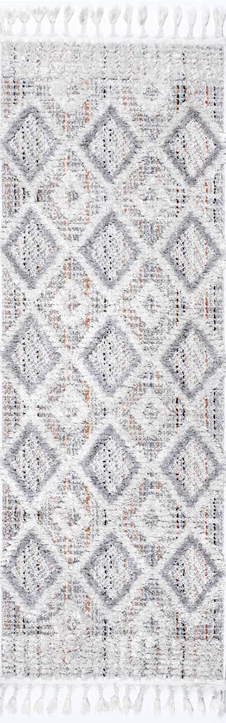 2' 6" x 10' Shaggy Checkered Tiles Tassel Rug primary image