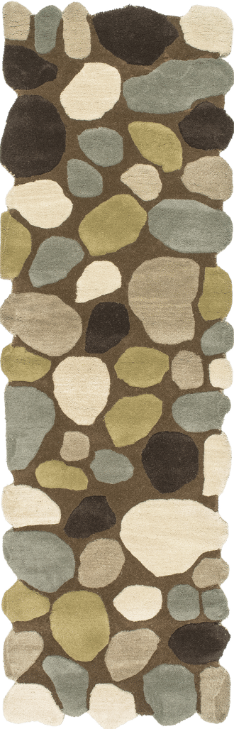 2' 6" x 8' Contemporary Handmade Wool Pebbles Cobblestone Rug primary image