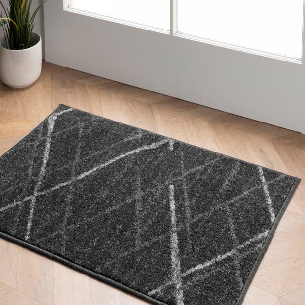 Granite Broken Lattice Dark Gray Rug