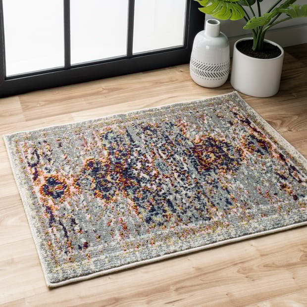 Chroma Faded Gothic Medallion Gray Rug Chroma Faded Gothic Medallion Gray Rug, White Outdoor Rug 9×12