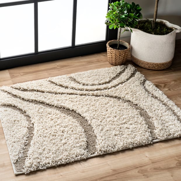Venice Shaggy Curves Cream Rug