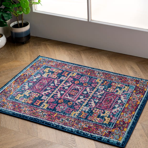 Bosphorus Paneled Geometric Navy Rug, What Size Is A 5 By 7 Rug