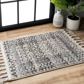 Opell Checkered Diamonds Tassel Ivory Rug Opell Checkered Diamonds Tassel Ivory Rug