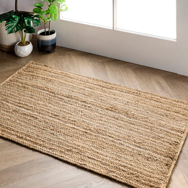 Rug 100% Jute Rectangle Runner Handmade Natural Braided Floor Mat Modern Rug
