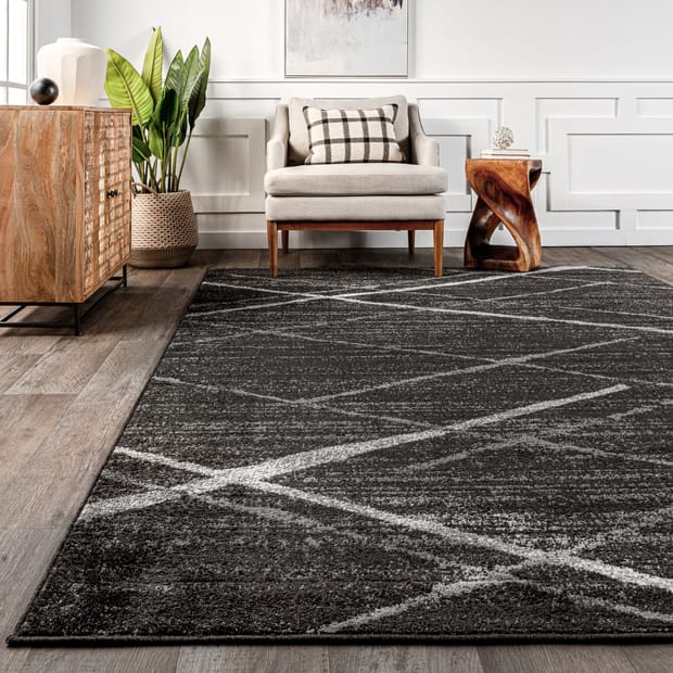 Granite Broken Lattice Dark Gray Rug