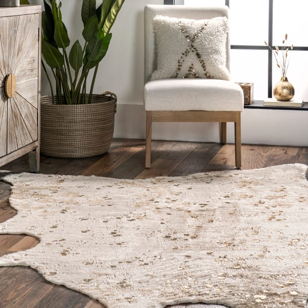 Vaquero Macchiato Faux Cowhide Off White Rug