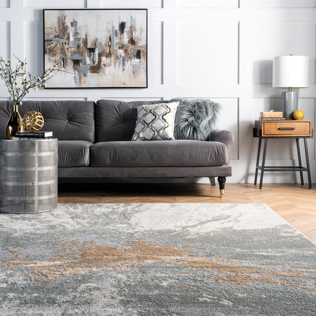 Alchemist Splatter Abstract Silver Rug