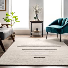 Ivory Thalia Modern Pinstriped Diamond Area Rug