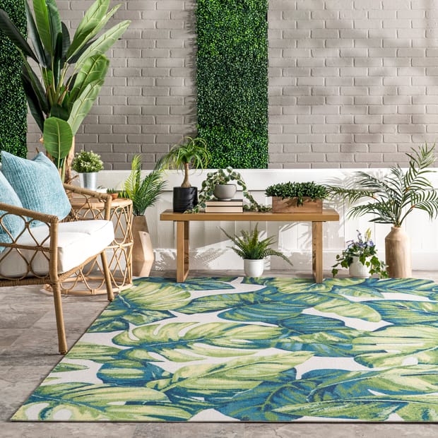 Tropical rectangular colored vinyl carpet