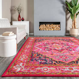 Modern Living Room Rug Contemporary Carpet Floral Grey Purple Pink Floor Mats 