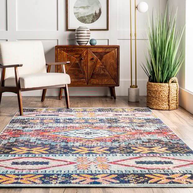 Chroma Alessandra Southwestern Faded Blue Rug