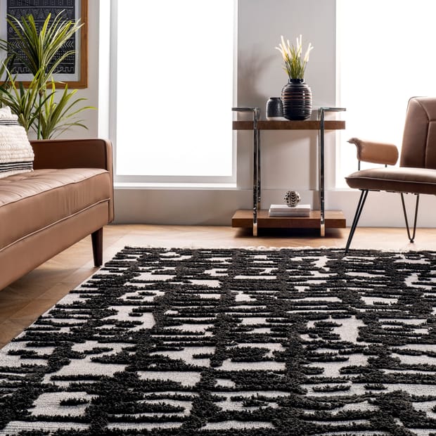 GAOMON Large Industrial Black Abstract Rug for Living Room, Bedroom, Dining  Room, Office, Black and White Modern Abstract Rugs, Non-Shedding, Easy