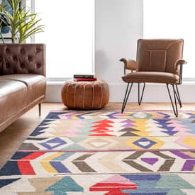 4 Sizes *FREE DELIVERY* Spring Boho Tribal Multi Colour Aztec Modern Floor Rug 