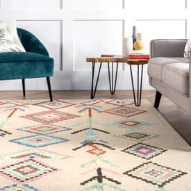 Shaggy Berber Hallway Runner Rugs Cream Trellis Scandi Moroccan Large Carpet Mat 