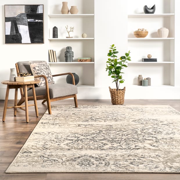 Governess Withered Fl Gray Rug Governess Withered Fl Gray Rug, Light Gray Area Rug 9×12