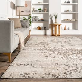 Governess Withered Floral Beige Rug
