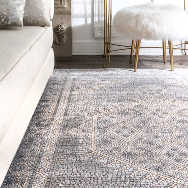 Mozike Roman Mosaic Medallion Light Gray Rug Mozike Roman Mosaic Medallion Light, Light Gray Area Rug 9×12