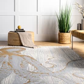 Thomas Paul Metallic Printed Octopus Tassel Ivory Rug