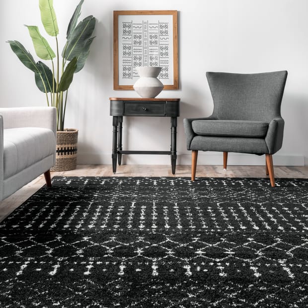 Bosphorus Moroccan Trellis Black And White Rug