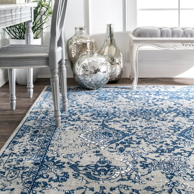 Bosphorus Floral Ornament Light Blue Rug