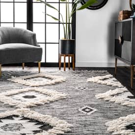 Grey Black Giant Rug for Living Room with Fringing Rug Moroccan Shaggy SALE 