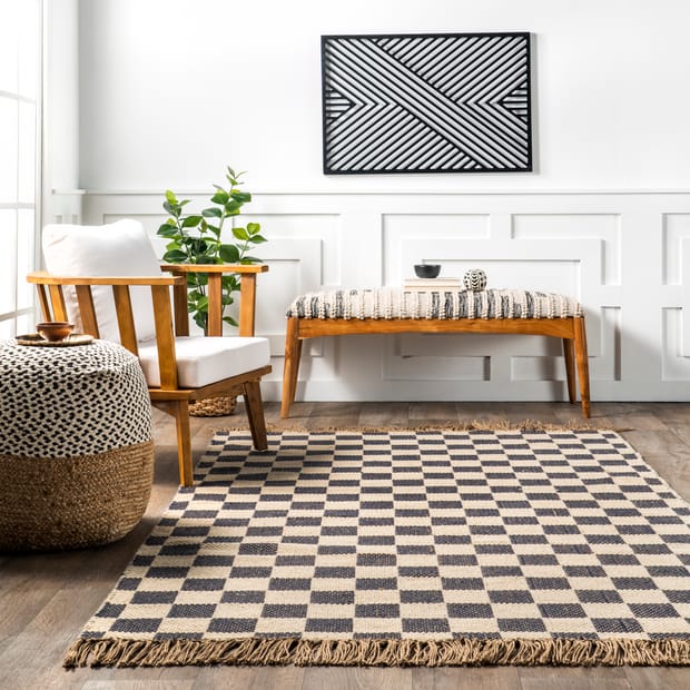 Louis Vuitton Black and White Living Room Area Rug