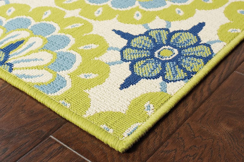 Caspian Outdoor 8328 Green Rug, Navy Blue And Lime Green Outdoor Rug
