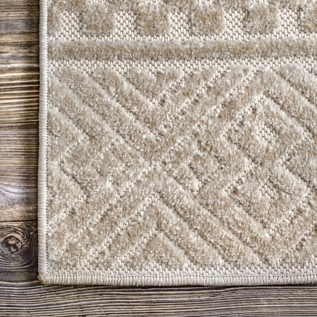 Hyperion Textured Banded Indoor/Outdoor Beige Rug