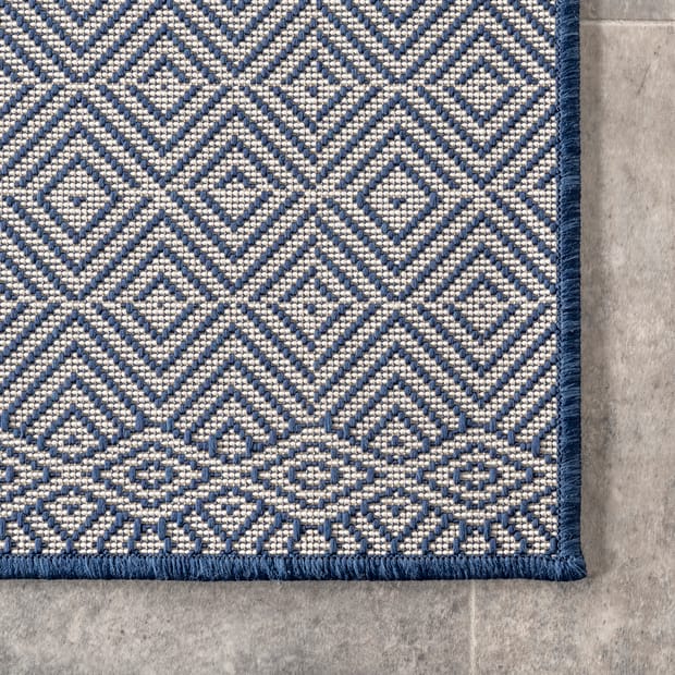 Tucana Birdseye Striped Indoor/Outdoor Navy Rug