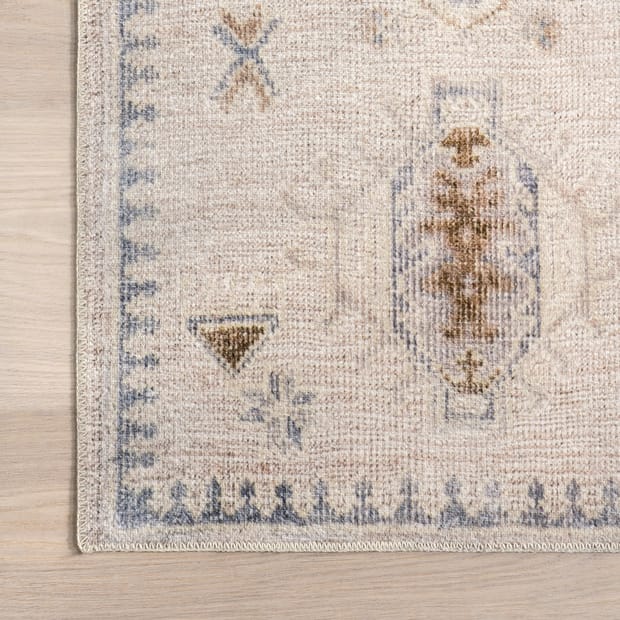 Rain Haven Brenda Hazy Heraldry Washable Beige Rug