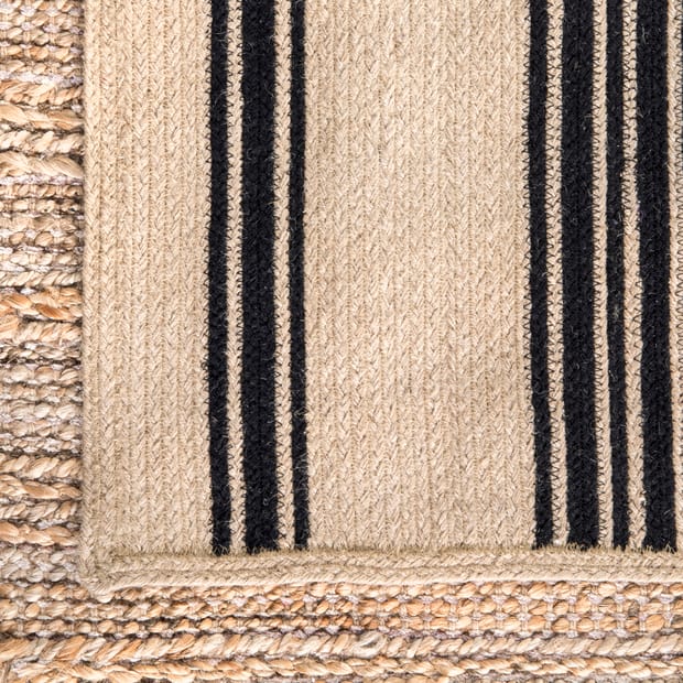 James Perse Jute Entrance Rug 2ft x 3ft - Natural/Charcoal Striped
