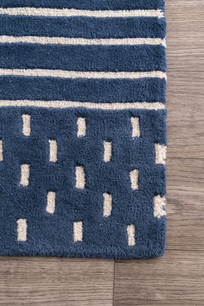 Tuscan Morse Awning Stripes Navy Rug, Navy Blue Striped Area Rug